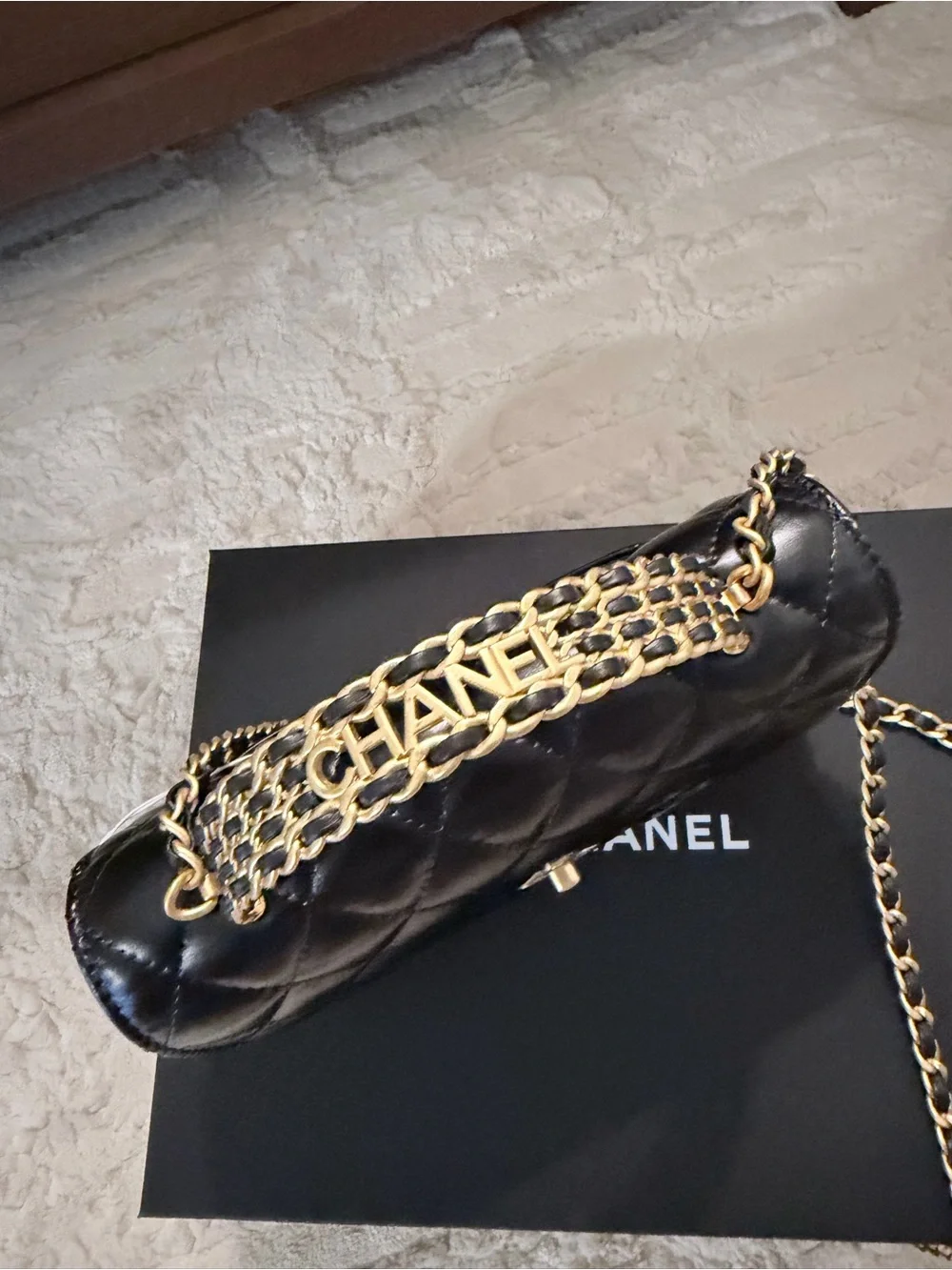 CHANEL Black Quilted Leather Top Handle Mini Flap Bag with Gold Hardware New!